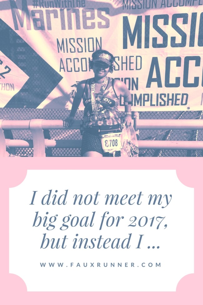I did not meet my big goal for 2017, but instead I ...